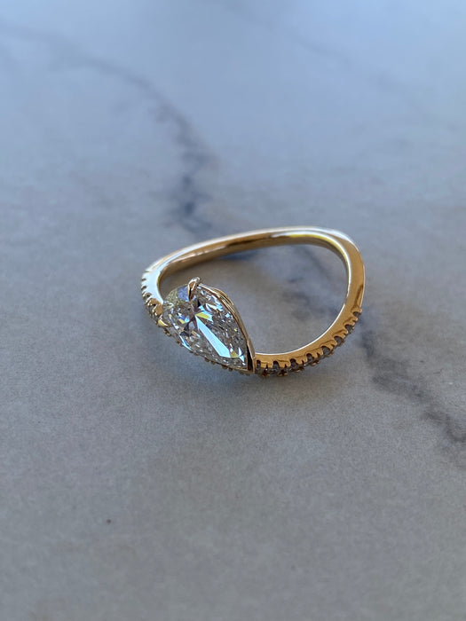 14K Wavy Pear Lab Diamond Ring — 1.27 TCW
