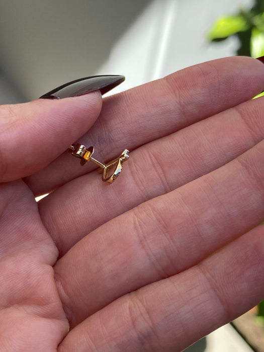 14k single earring diamond letter initial stud