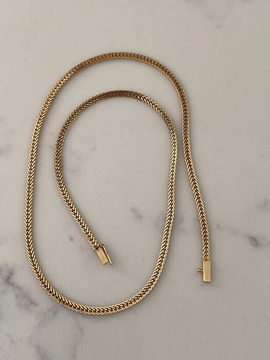 14k foxtail herringbone necklace chain 17.75”