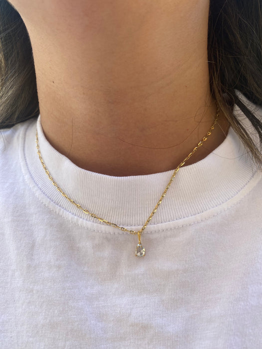 14K Gold Pear Cut Natural Diamond Pendant (0.40 ct)