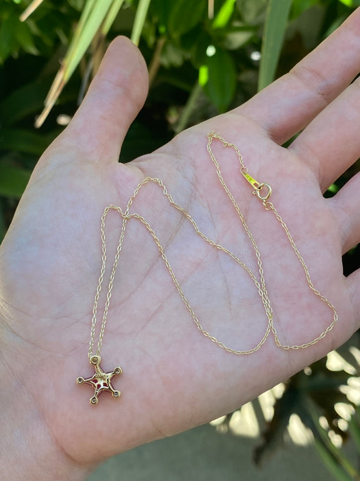 18k kite cut ruby diamond star pendant on chain