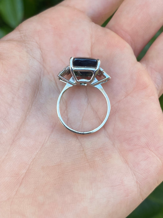 18k white gold tourmaline diamond ring size 5.25