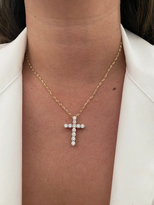 Platinum 900 2.02 tcw diamond cross pendant charm