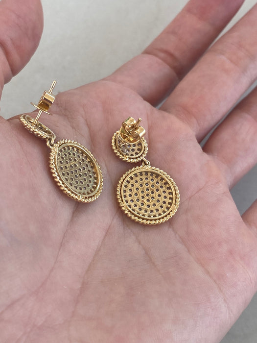 14K 1.9 TCW Natural Diamond Pavé Croissant Disc Drop Earrings