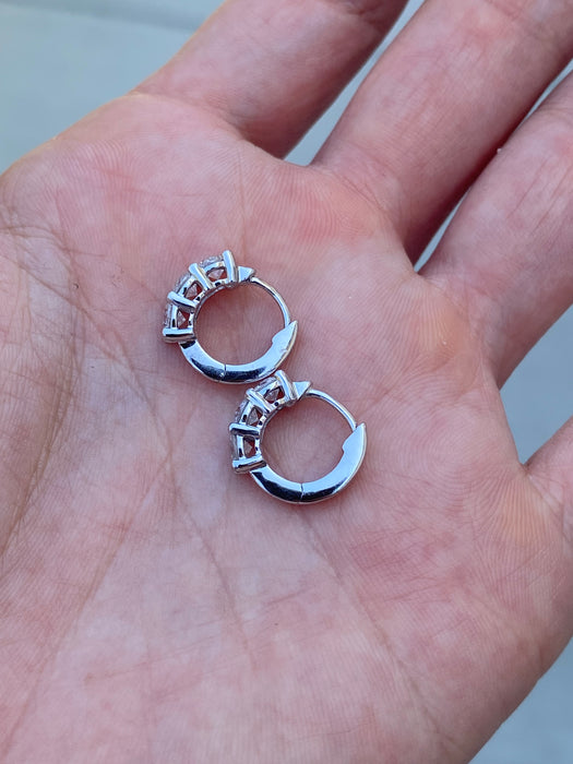 14K White Gold Natural Diamond Huggie Earrings – 1.05 TCW
