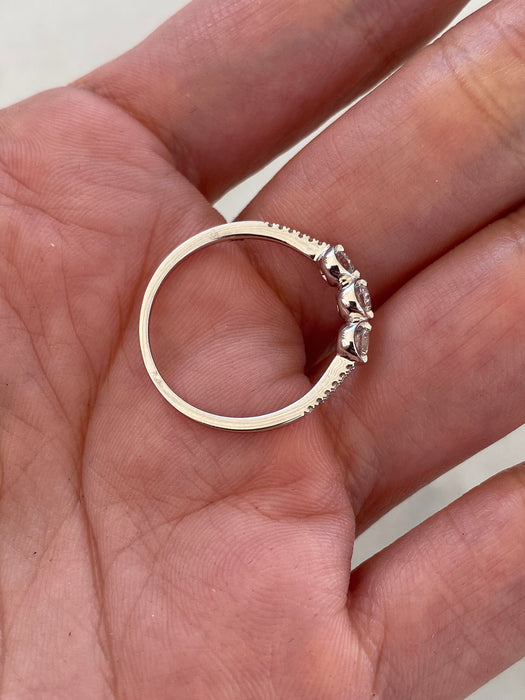 14K White Gold Three-Stone Lab Diamond Ring