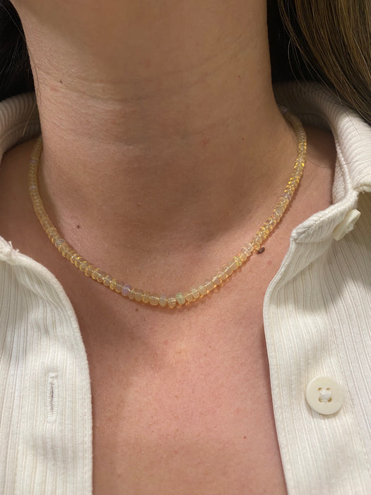 Vintage 18k White Gold Opal Necklace – 29.24ctw Natural Opal