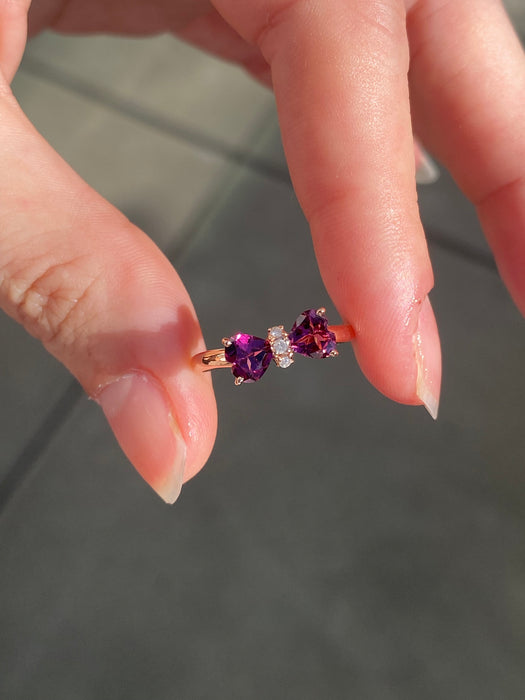 10k rose gold garnet bow ring size 6.5