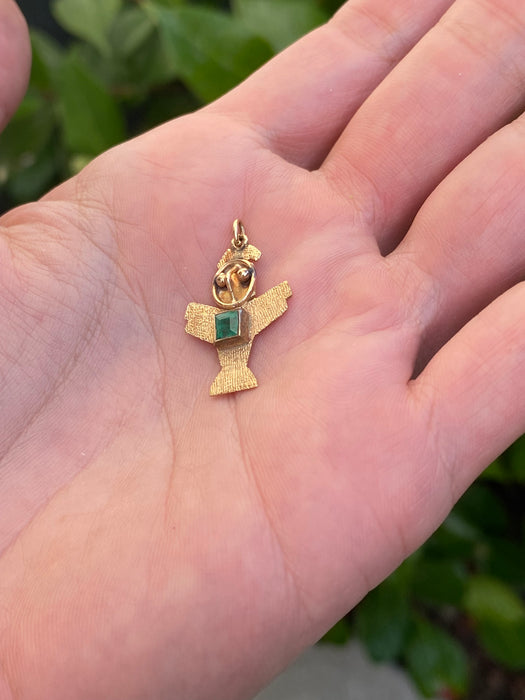 18k emerald Aztec figure charm
