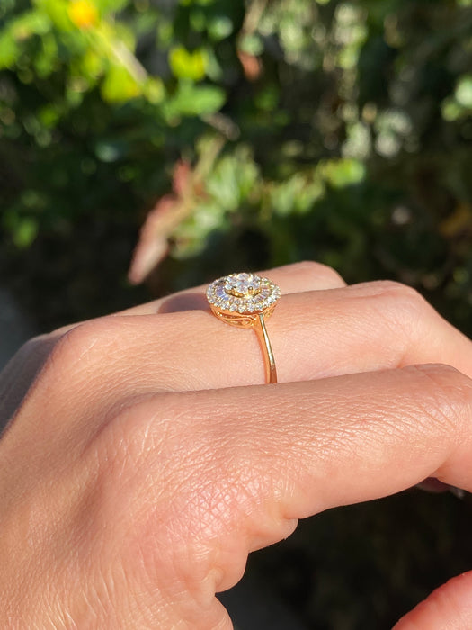 18k diamond round baguette ring size 7