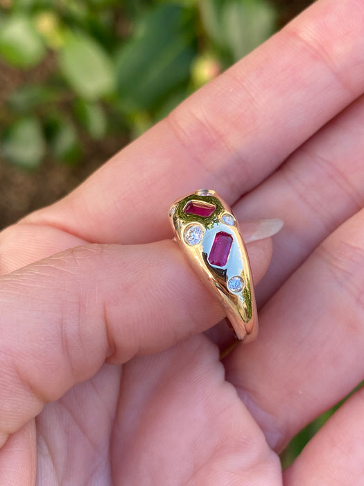 14k ruby and diamond bubble ring size 6.5