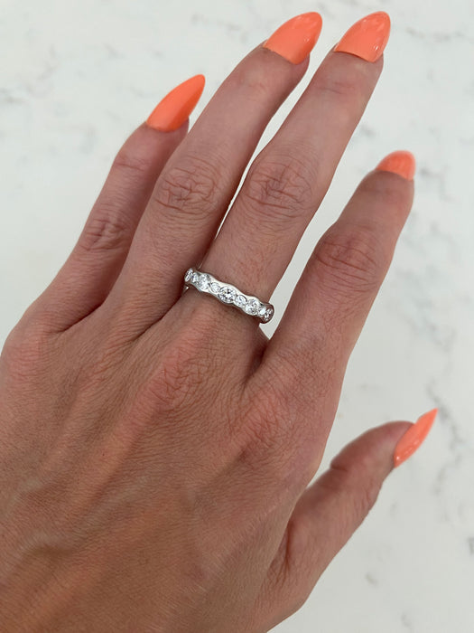 Vintage Platinum 850 Bezel Set Diamond Ring | 0.81 TCW Natural Flush Set Diamonds