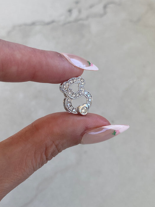 Vintage 18K White Gold Diamond Bead Slider Charm