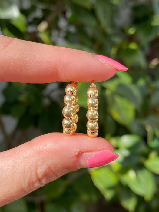 14k bead bubble hoop earrings