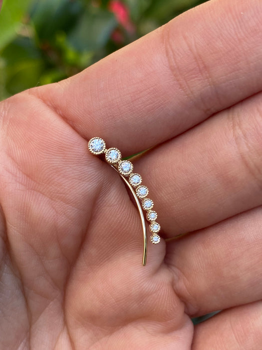14k diamond single ear climber