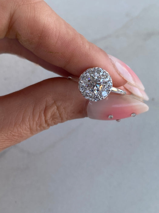 14K White Gold Lab Diamond Halo Ring