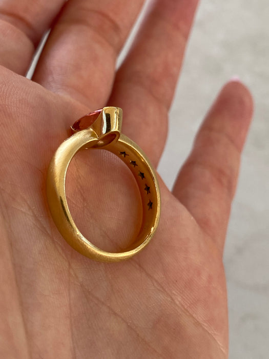Vintage 18K Imperial Topaz & Diamond Ring