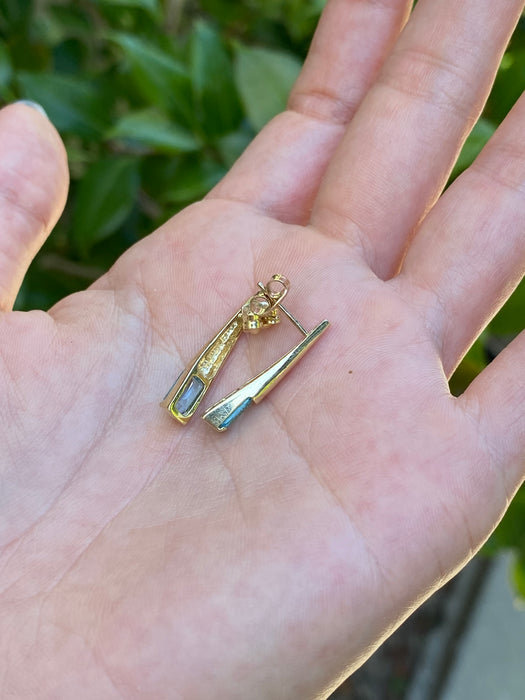 14k blue topaz pointed stud earrings