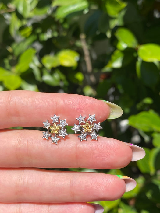 14k Clyde duneier white gold diamond star and sapphire earrings