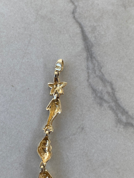 Vintage 14K Dolphin & Seashell Bracelet