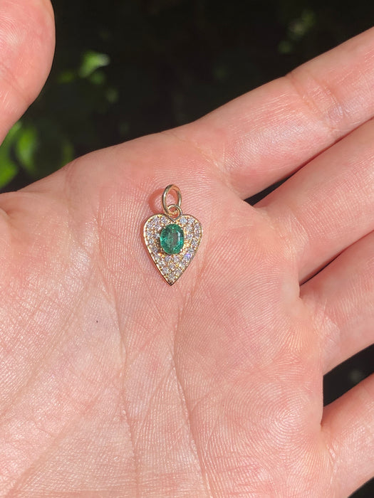 14k diamond gemstone heart pendant charm