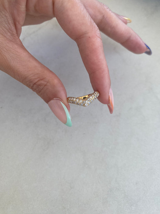 Vintage 18K Chevron Diamond Ring