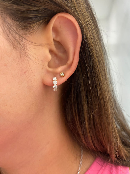 14K 1.36 TCW Lab Diamond Invisible Set Huggie Earrings