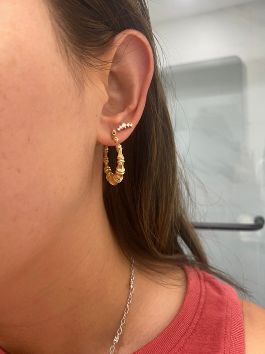 14K Vintage Bamboo Hoop Earrings
