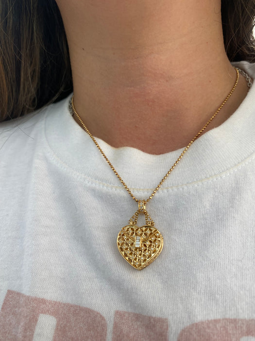Vintage 18K Gold Natural Diamond Purse Articulating Charm