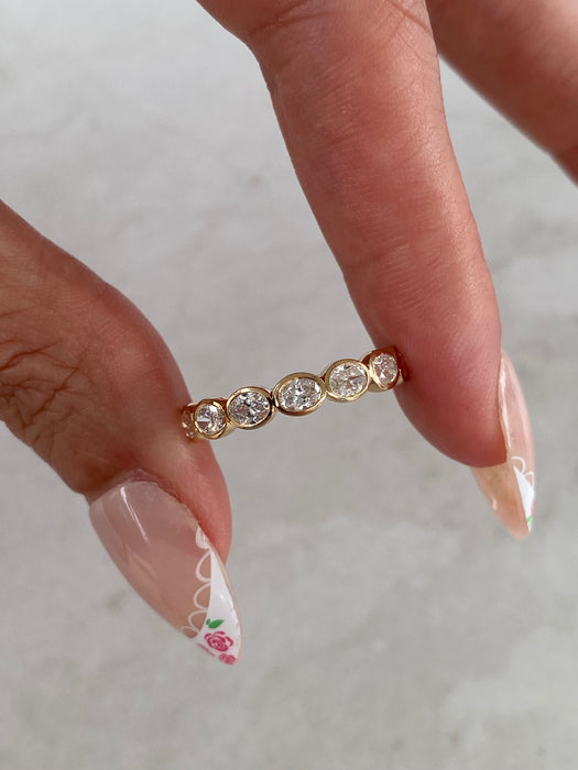 14K Gold Oval Cut Lab Diamond Stacker Ring