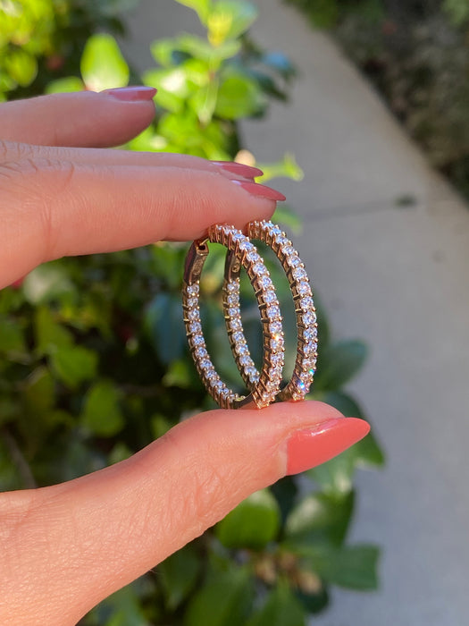 14k 2.5 carat lab diamond hoop earrings