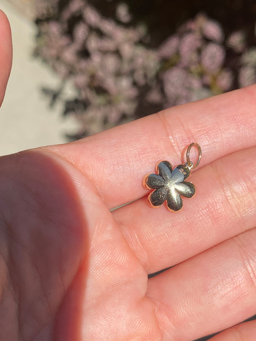14k diamond flower charm pendant
