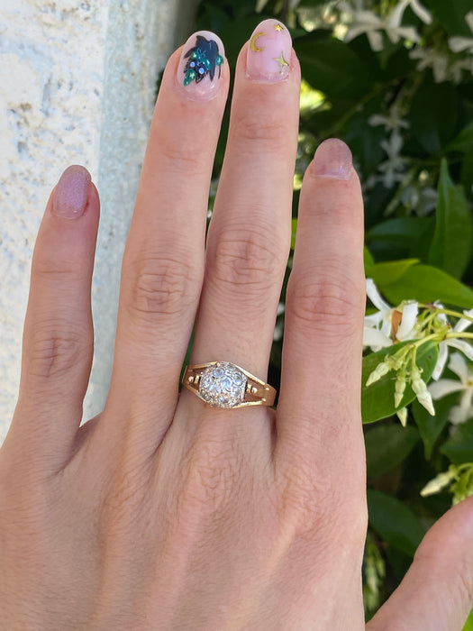 14k CZ ball spinner ring size 7.25