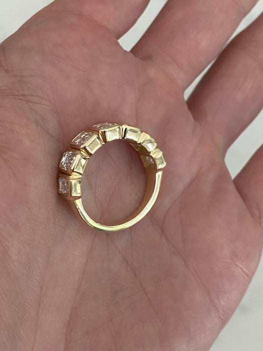 14K Bezel Set Emerald Cut 3 Carat Lab Diamond Band Ring