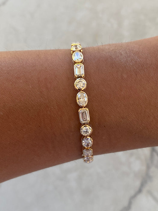 14K 7.8 TCW Lab Diamond Bezel-Set Tennis Bracelet
