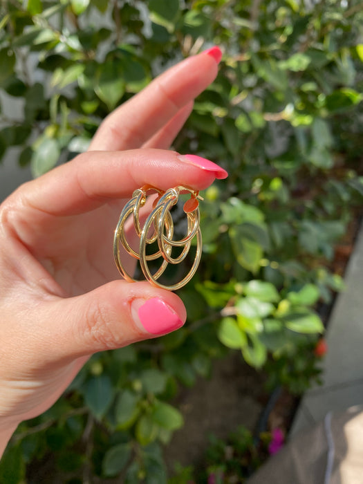 14k triple hoop earrings