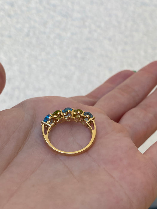 18k topaz and peridot heart ring size 6.75