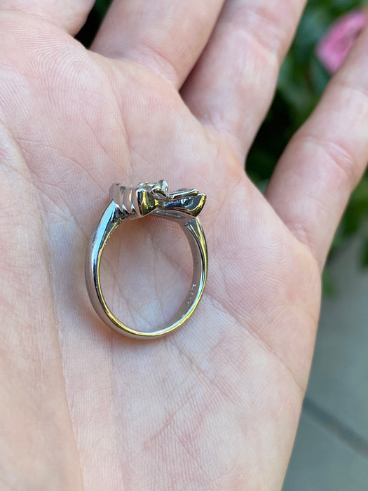 Platinum 900 yellow diamond butterfly ballerina ring size 6.25