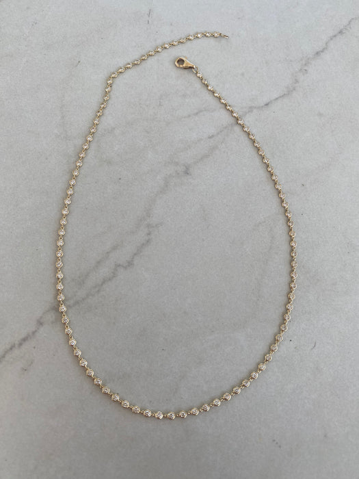 14K 2 TCW Natural Diamond Bezel Set Tennis Necklace