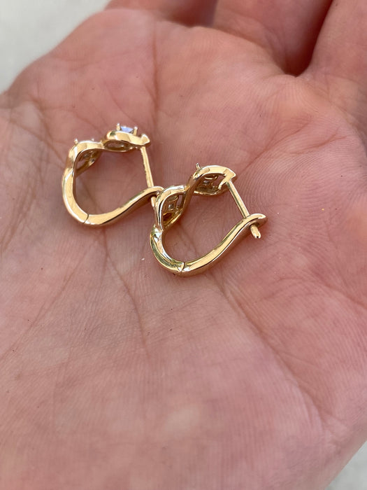 Vintage 10K Gold Princess Cut Diamond Huggie Earrings – 0.25 TCW Natural Diamonds