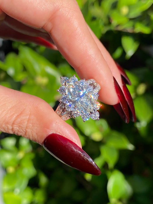 Platinum 900 3.83 tcw marquise diamond ring size 7