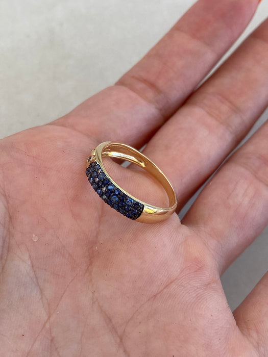 14K Gold Blue Sapphire & Diamond Ring