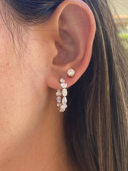 14K White Gold Inside-Out Lab Diamond Hoop Earrings – 3.60 CTW