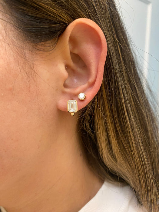 14K Gold 3.1 TCW Emerald-Cut Lab Diamond Huggie Earrings