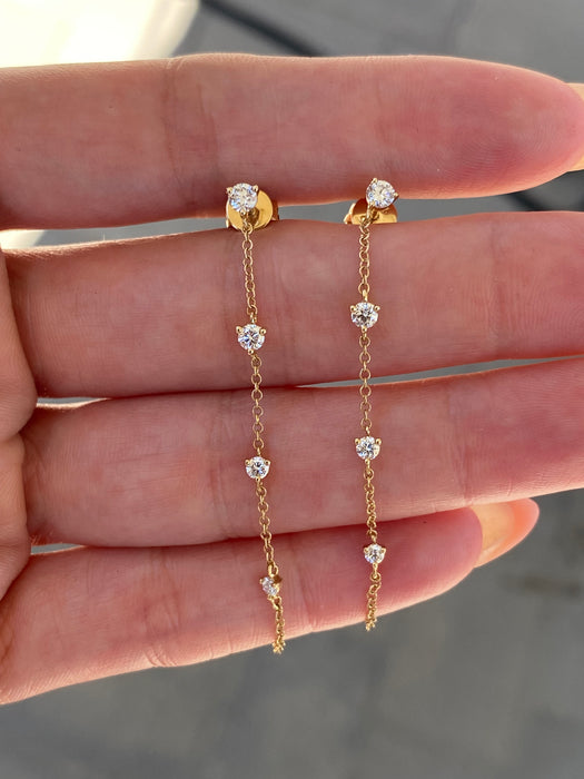 14K Gold Lab Diamond Drop Dangle Earrings