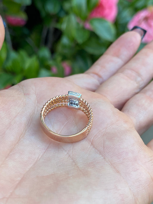 14k rose gold braided diamond ring size 6.75