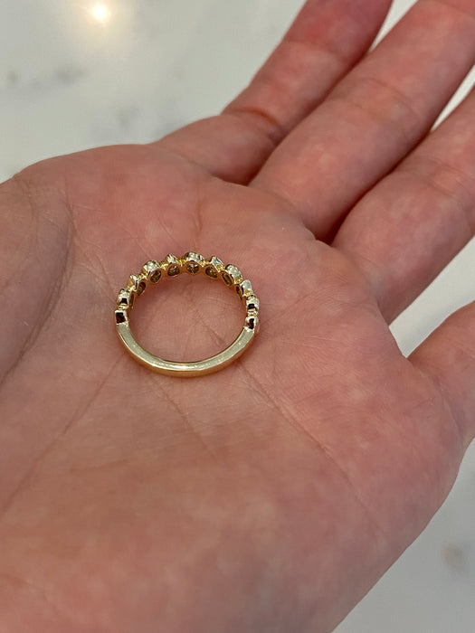 14K Bezel Set Pear Lab Diamond Half Eternity Pinky Ring