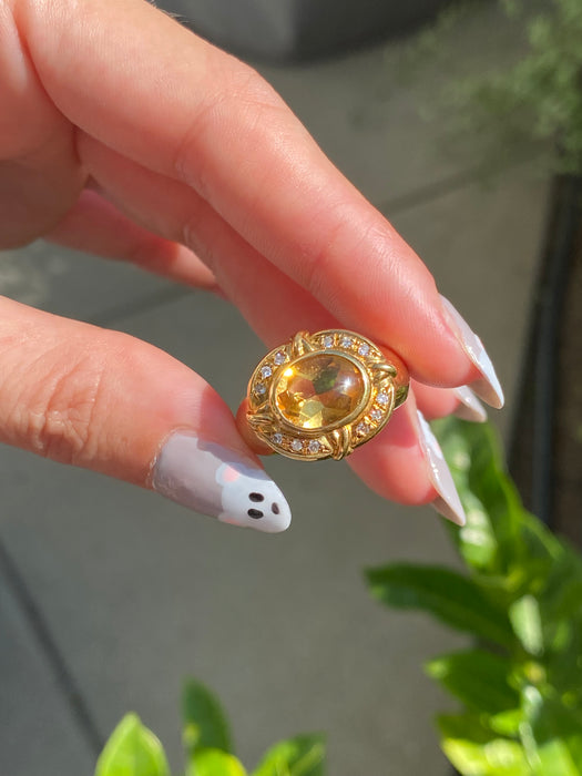 18k cabochon citrine diamond ring size 6