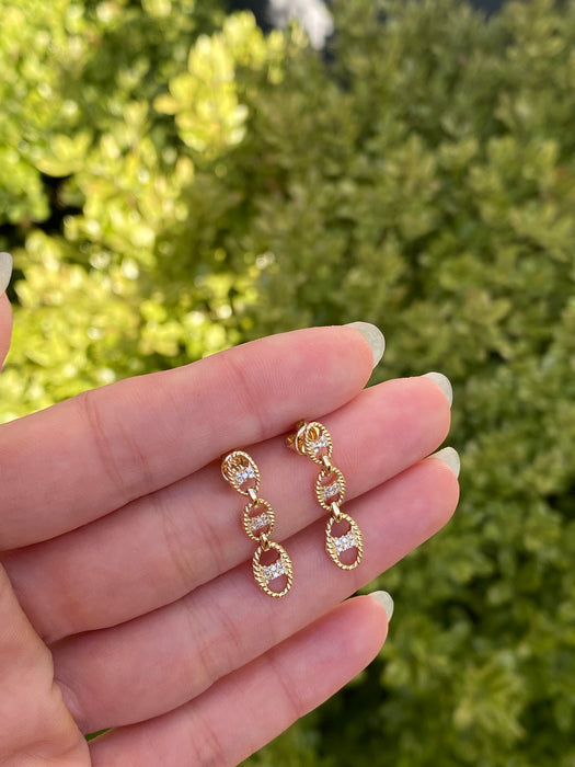 14k croissant diamond mariner link earrings