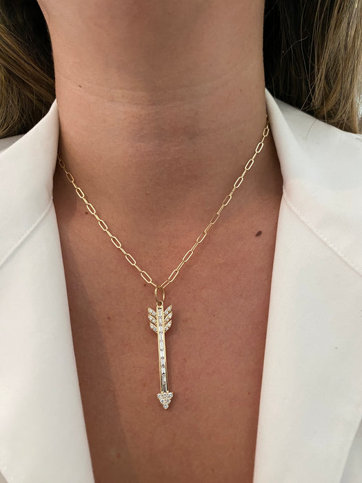 14K Gold Lab Diamond Arrow Charm